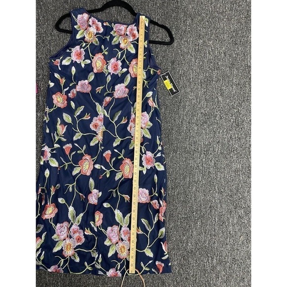 Jessica Howard JH9M7338 Navy-Multi Floral Embroidered Sleeveless Shift Dress 10R - Picture 7 of 7